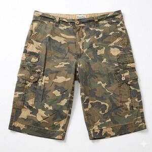 WearFirst Men's Camo Cargo Shorts Size 34 Ripstop Cotton Stretch Tactical Pocket